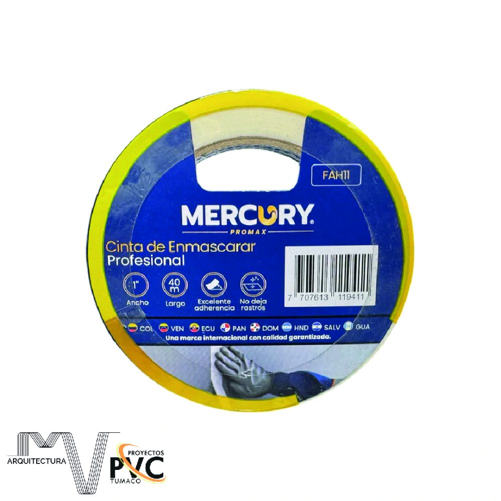 Cinta de enmascarar Mercury 1 pulg 40m