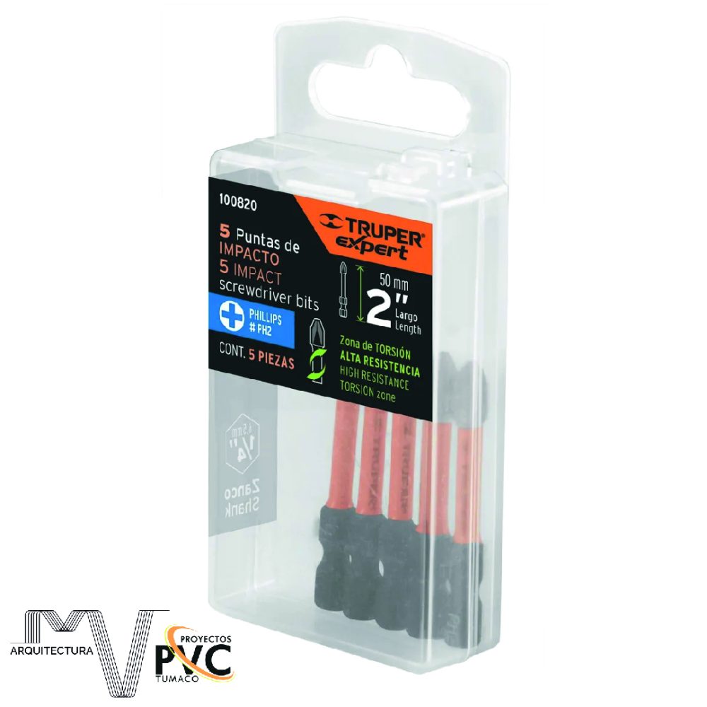 Puntas de impacto Phillips PH2 Truper x5