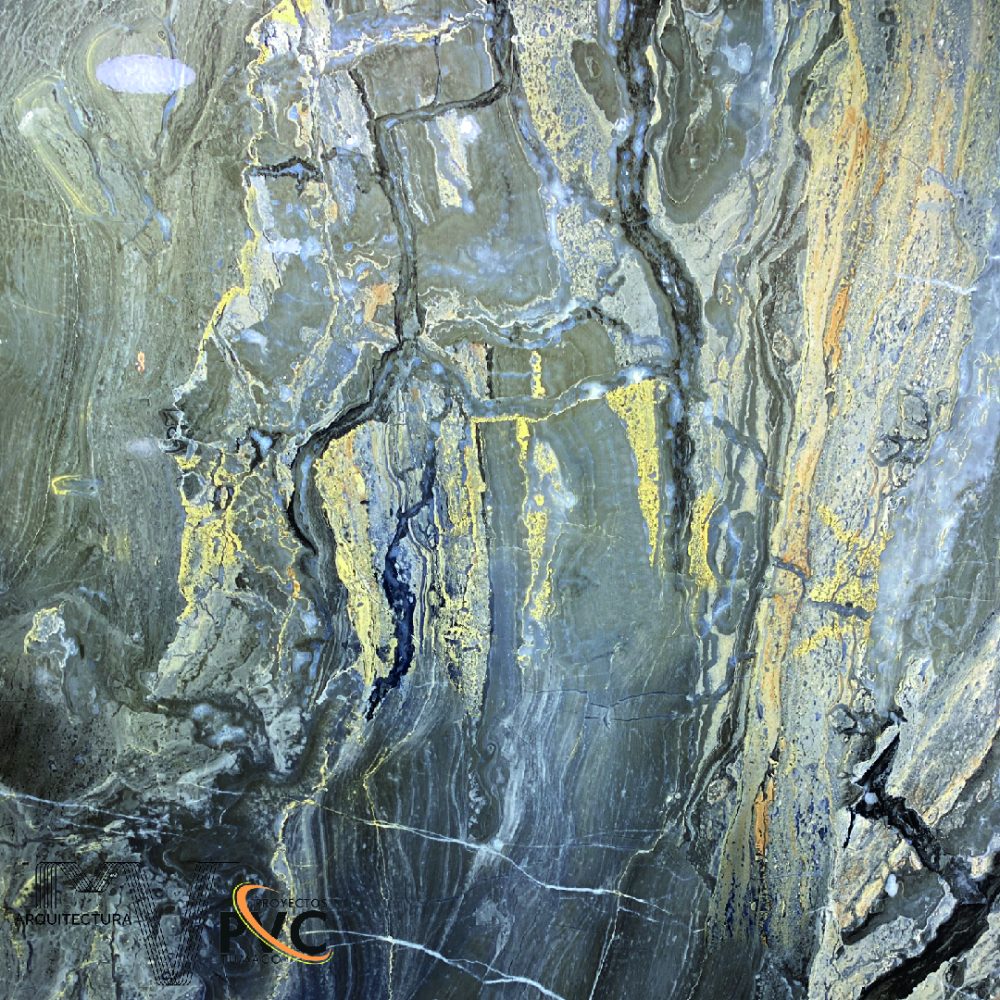 Lamina UV marmol azul petroleo dorado