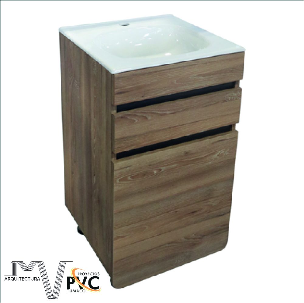 Mueble de bano con lavamanos madera clara