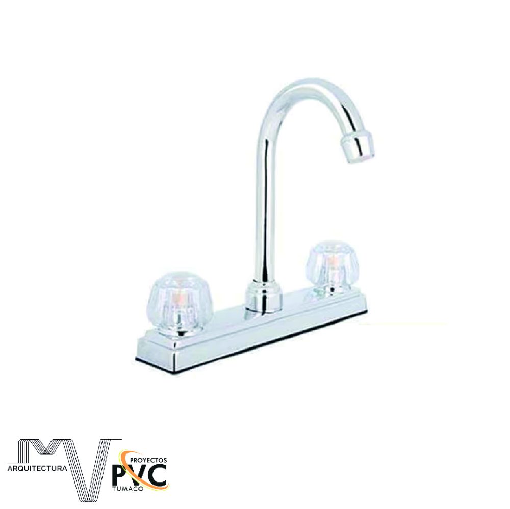 Mezclador cocina 2 llaves pomo cristal
