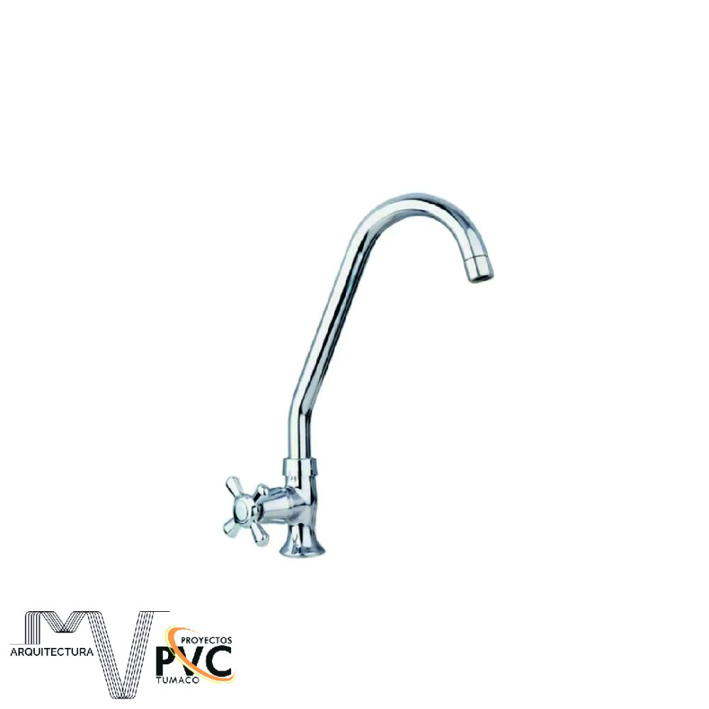 Llave lavaplatos cuello alto pomo cruz
