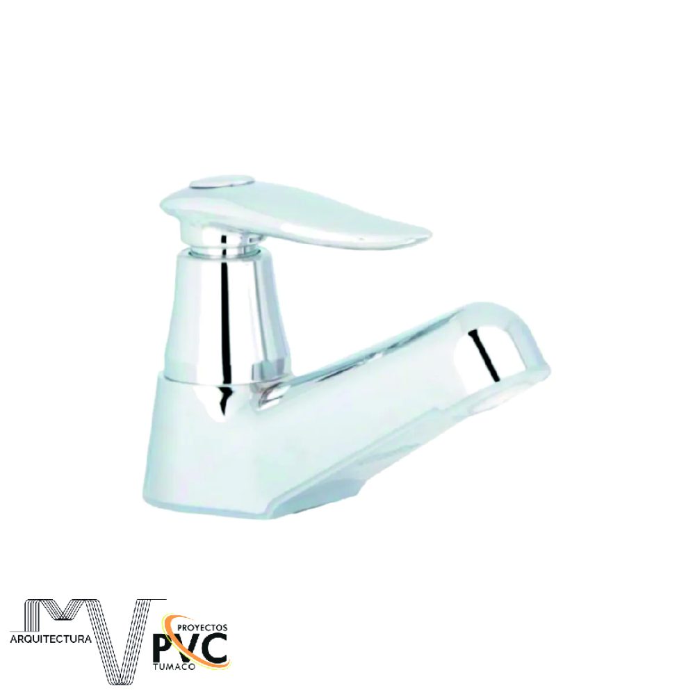 Llave lavamanos sencilla manija blanca