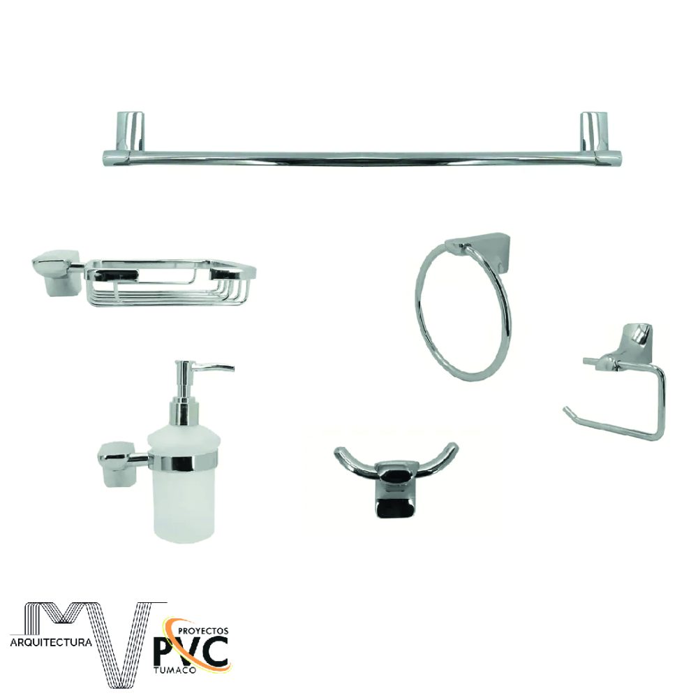 Juego de accesorios de bano cromado 6 piezas