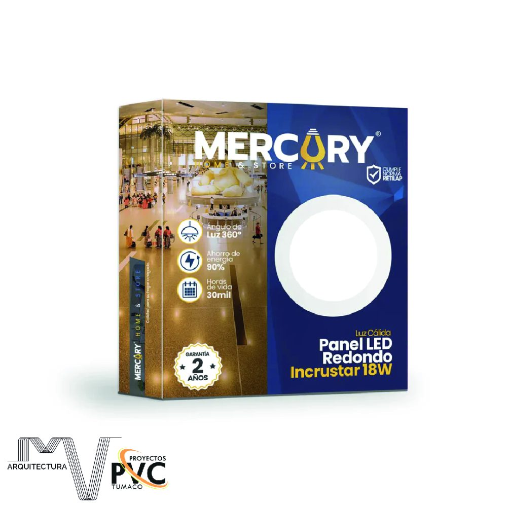 Panel LED redondo incrustar 18W luz calida