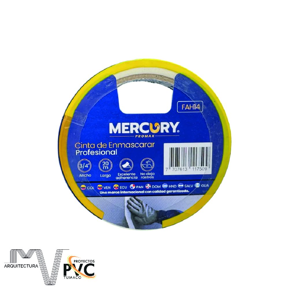 Cinta de enmascarar Mercury 3/4 pulg 20m