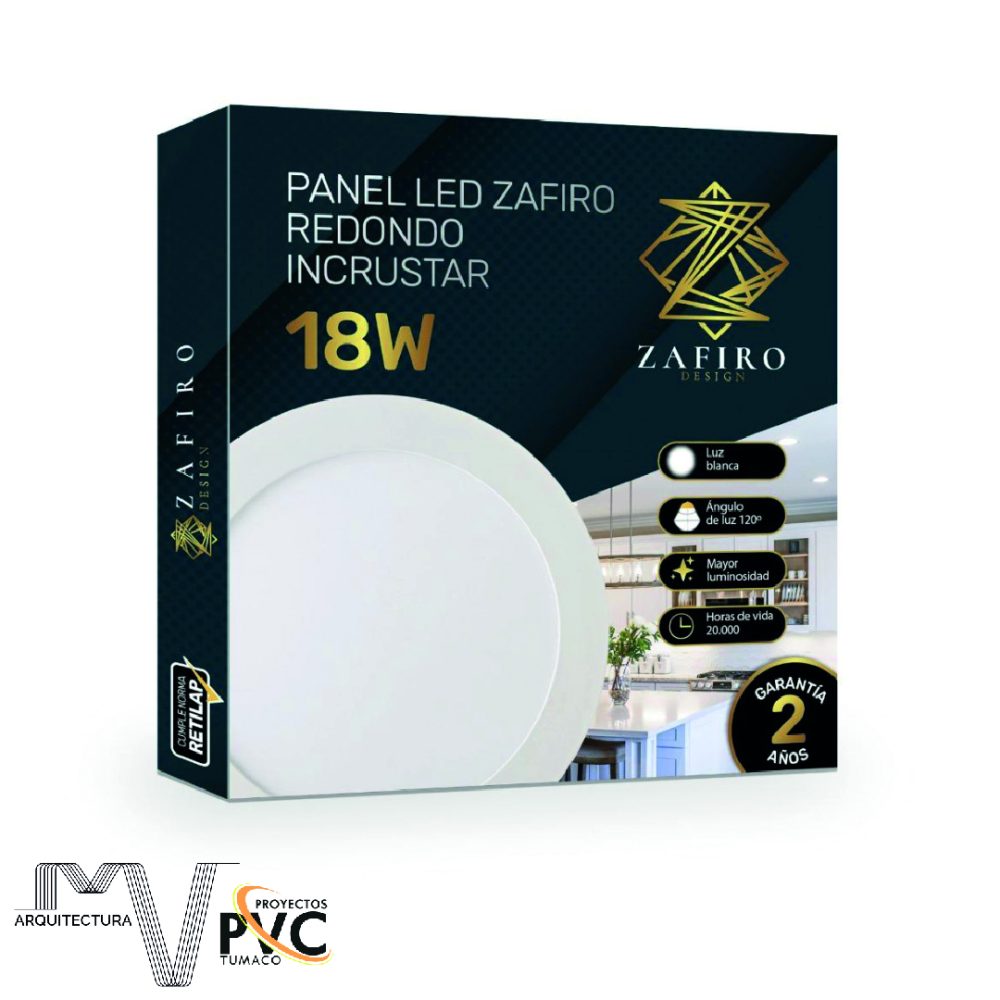 Panel LED Zafiro redondo incrustar 18W luz blanca